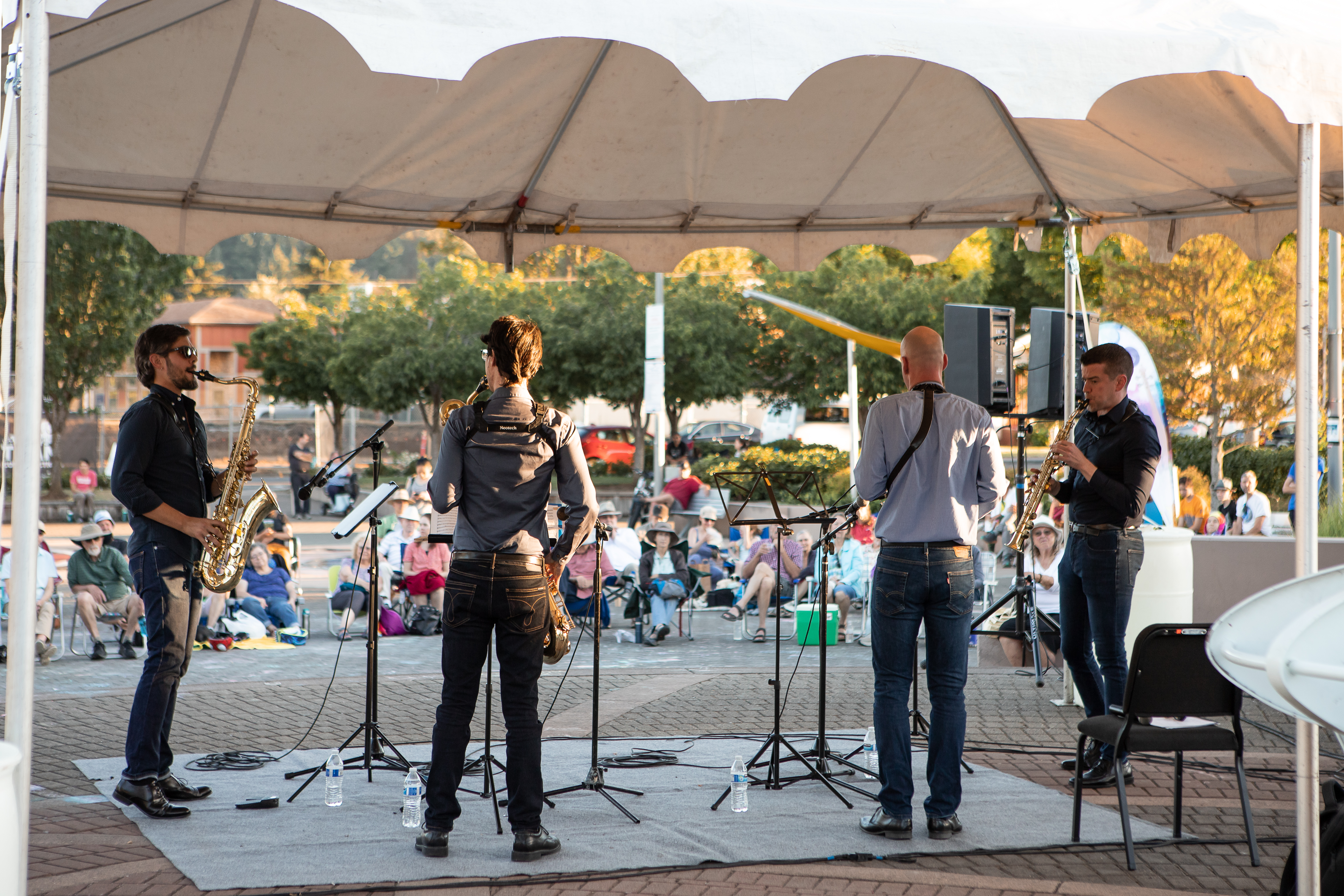 Sinta Saxophone Quartet free community concert Gresham Arts Plaza